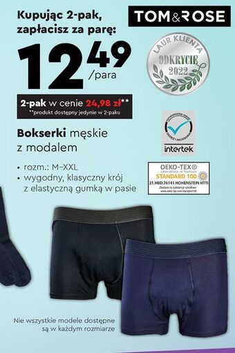 Biedronka Bokserki męskie m-xxl tom & rose oferta