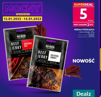 Dealz Mięsna przekąska original hot beef jerky oferta