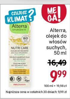 Rossmann Olejek do włosów suchych alterra oferta