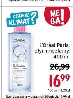 Rossmann Płyn micelarny skóra wrażliwa i sucha l'oreal skin naturals oferta