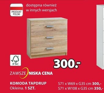 JYSK Tapdrup Komoda. Okleina, szt. S71xW69xG35cm oferta