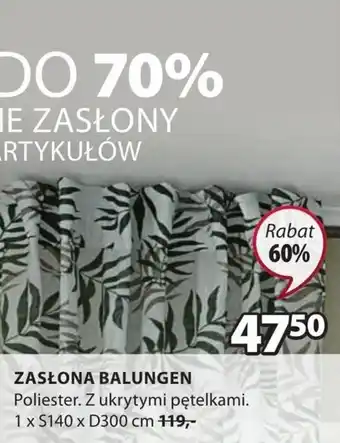 JYSK Balungen Zasłona, Poliester. Z ukrytymi pętelkami 1xS140xD300cm oferta