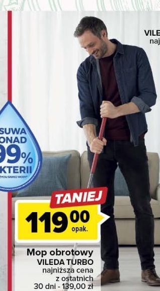 Carrefour Mop + wiadro z wyciskaczem turbo vileda oferta