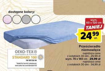 Carrefour Prześcieradło niemowlęce 60 x 120 cm oferta