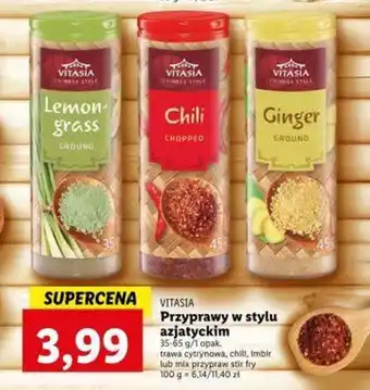 Lidl Vitasia Przyprawy w stylu azjatyckim 35-65g/1 opak trawa cytrynowa, chili, imbir lub mix przypraw oferta