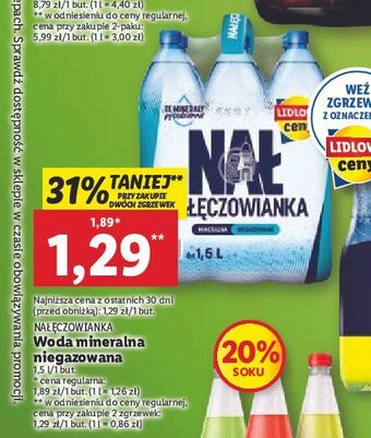 Lidl Woda niegazowana nałęczowianka oferta