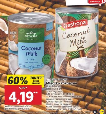 Lidl Mleczko kokosowe light vitasia thai oferta