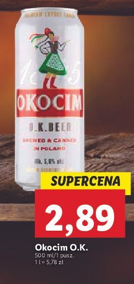 Lidl Piwo okocim o.k. beer oferta