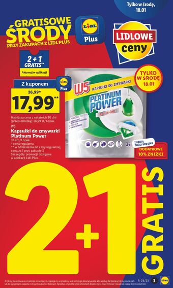 Lidl Tabletki do zmywarki power platinum w5 oferta