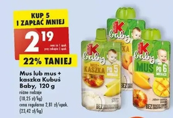Biedronka Mus jabłko-morela+kaszka kubuś baby oferta