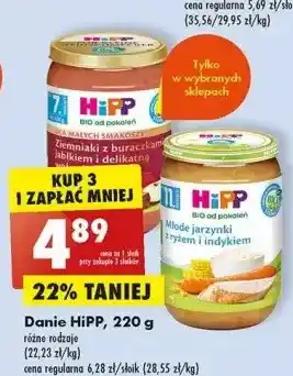 Biedronka Młode jarzynki z ryżem i indykiem hipp oferta