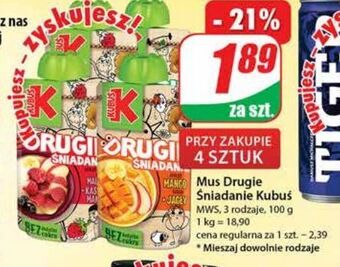 Dino Mus malina i kasza manna kubuś drugie śniadanie oferta