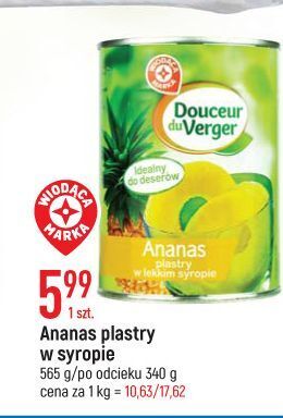 E.Leclerc Ananasy plastry w syropie wiodąca marka douceur du verger oferta