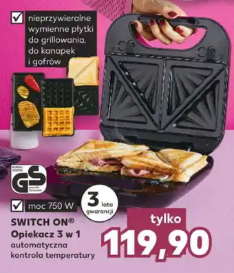 Kaufland Switch On Opiekacz 3 w 1 automatyczna kontrola temperatury moc 750 W, 3 lata gwarancji oferta