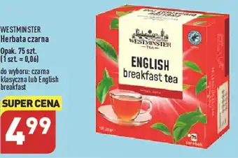 ALDI Westminister Opak. 75szt. czarna klasyczna lub English breakfast oferta