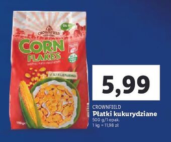Lidl Płatki kukurydziane crownfield corn flakes oferta