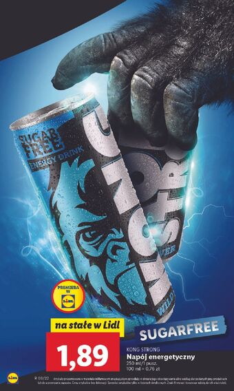 Lidl Napój energetyczny sugar free kong strong wild power oferta