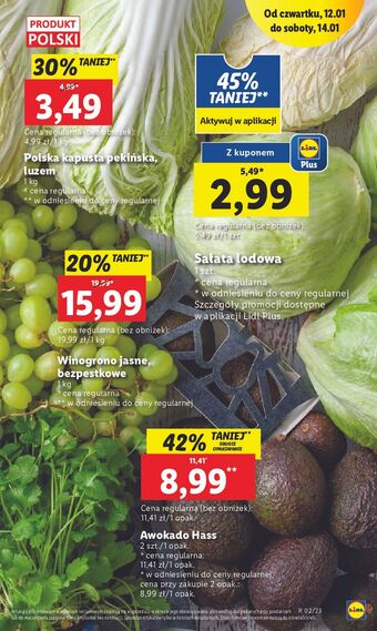 Lidl Winogrona jasne bezpestkowe oferta