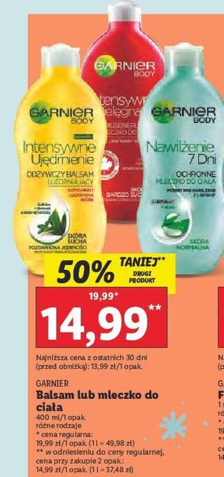 Lidl Mleczko do ciała intensywna pielęgnacja garnier body oferta
