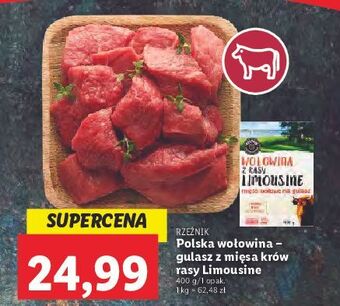 Lidl Wołowina gulasz z mięsa rasy limousine rzeźnik codzienna dostawa oferta