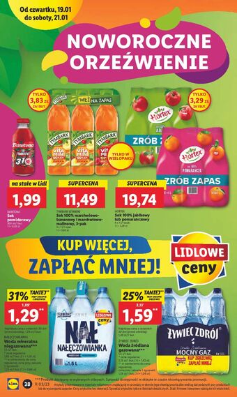 Lidl Woda niegazowana nałęczowianka oferta