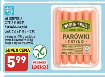ALDI Parówki z szynki wędliniarnia czysta etykieta oferta
