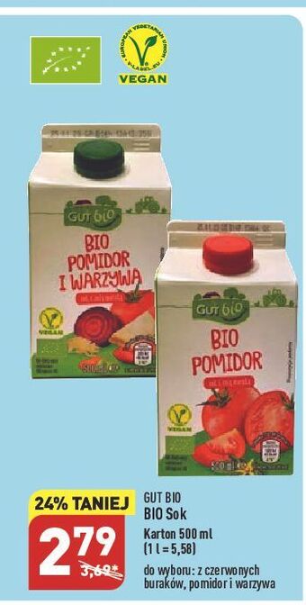 ALDI Sok pomidorowo-warzywny gut bio oferta