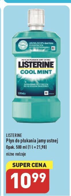 ALDI Płyn do płukania ust listerine cool mint oferta