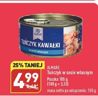 ALDI Tuńczyk kawałki w sosie własnym almare seafood oferta