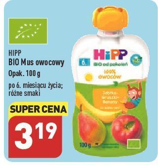 ALDI Mus owocowy jabłko-gruszki-banan hipp bio oferta