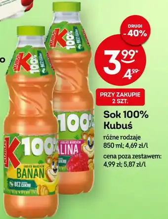 Żabka Kubuś Sok 100% różne rodzaje, 850ml oferta