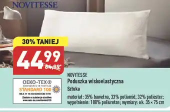 ALDI Novitesse Poduszka wiskoelastyczna 35% bawełna, 33% poliamid, 32% poliester, 35x75cm oferta