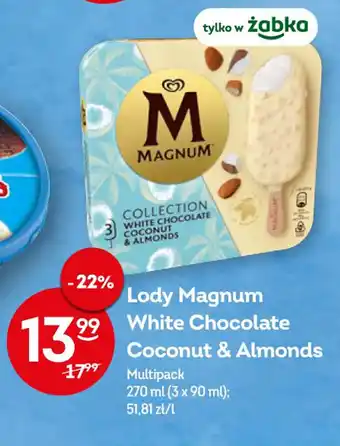 Żabka Magnum Lody White Chocolate Coconut&Almonds, Multipack, 270ml oferta