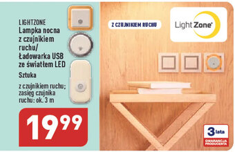 ALDI Lightzone lampka nocna z czujnikiem ruchu/ ładowarka USB ze światłem LED oferta