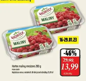 Społem Polski Ogród Hortex maliny mrożone 280 g oferta