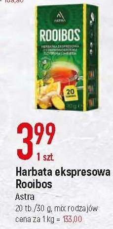 E.Leclerc Herbata z czerwonokrzewu cytryną i imbirem astra rooibos oferta