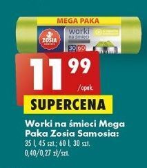 Biedronka Worki na śmieci 35 l z taśmą ściągającą zosia samosia oferta