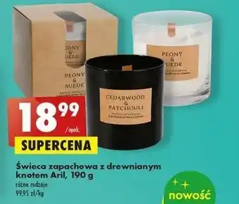 Biedronka Świeca zapachowa z drewnianym knotem cedarwood & patchouli aril oferta