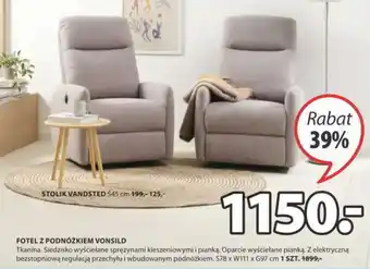 JYSK Fotel z podnóżkiem Vonsild S78xW111xG97cm oferta