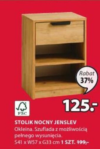JYSK Jenslev Stolik nocny Okleina, Szuflada z możliwością pełnego wysunięcia. S41xW57xG33cm. oferta