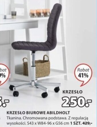 JYSK Krzesło biurowe Abildholt S43xW84-96xG56cm oferta
