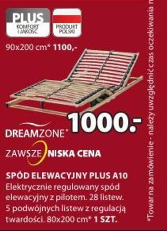 JYSK Dreamzone Spód Elewacyjny Plus A10 Elektrycznie regulowany spód elewacyjny z pilotem. 28 listew. 5 podwójnych listew z reg- oferta