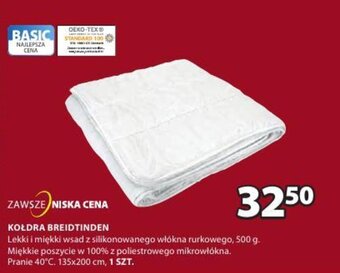 JYSK Breidtinden Kołdra Lekki i miękki wsad z silikonowego włókna rurkowego, 500g. Miękkie poszycie w 100% z poliestrowego mikrow- oferta