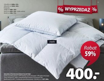 JYSK Falketind Kołdra z puchu kaczego. Kołdra wysokiej jakość z 90% białego puchu kaczego i 10% pieprza kaczego, 750g. Poszycie w oferta