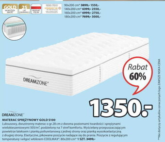 JYSK Dreamzone materac sprężynowy gold s100 80x200cm oferta
