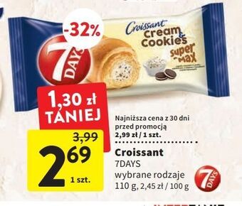 Intermarche Croissant z kremem o smaku waniliowym mlekiem i kawałkami ciastek 7 days cream & cookies oferta