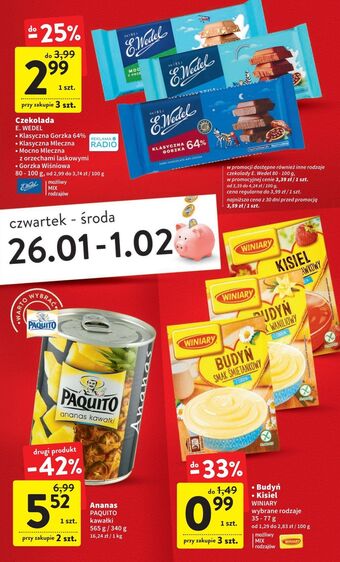 Intermarche Czekolada gorzka wiśniowa e. wedel oferta