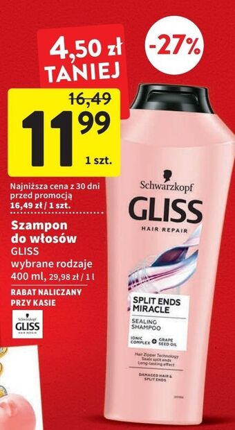 Intermarche Szampon do włosów spajający końcówki gliss kur hair repair split ends miracle oferta