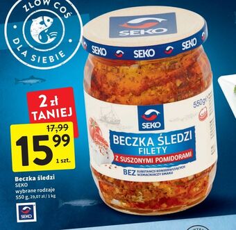 Intermarche Beczka śledzi filety z suszonymi pomidorami seko oferta