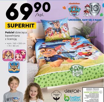 Biedronka Komplet pościeli dziecięcej 160 x 200 cm + 70 80 psi patrol oferta
